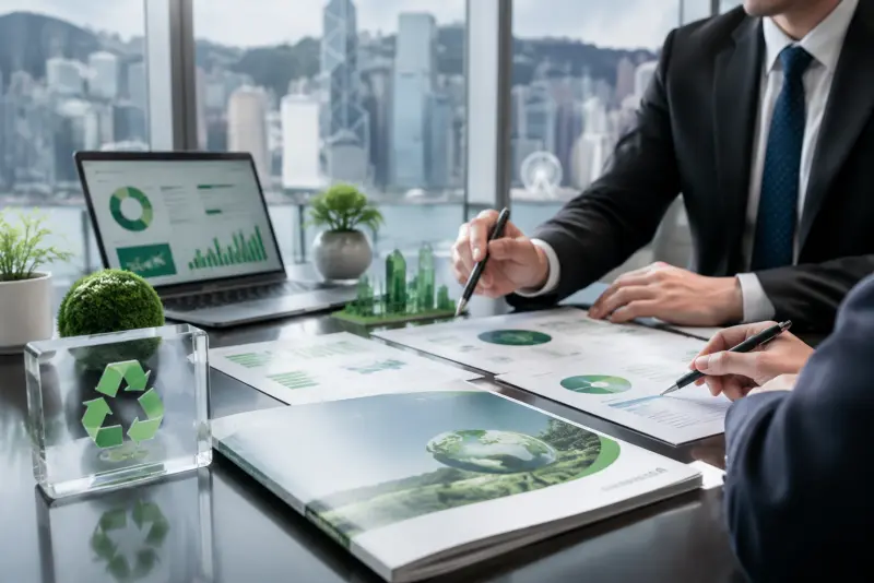 企业 ESG 合规管理场景：可持续发展报告撰写、碳核算数据分析、环保认证审核、专业商务会议环境